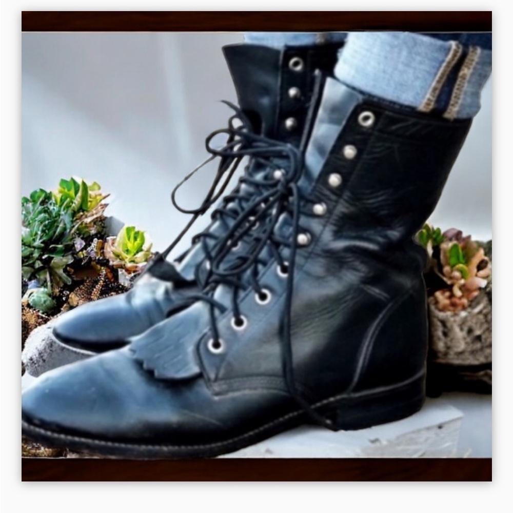 Black Classic Laredo Roper Boot- EUC Sz 5 Genuine leather☀️🖤 - Picture 8 of 14